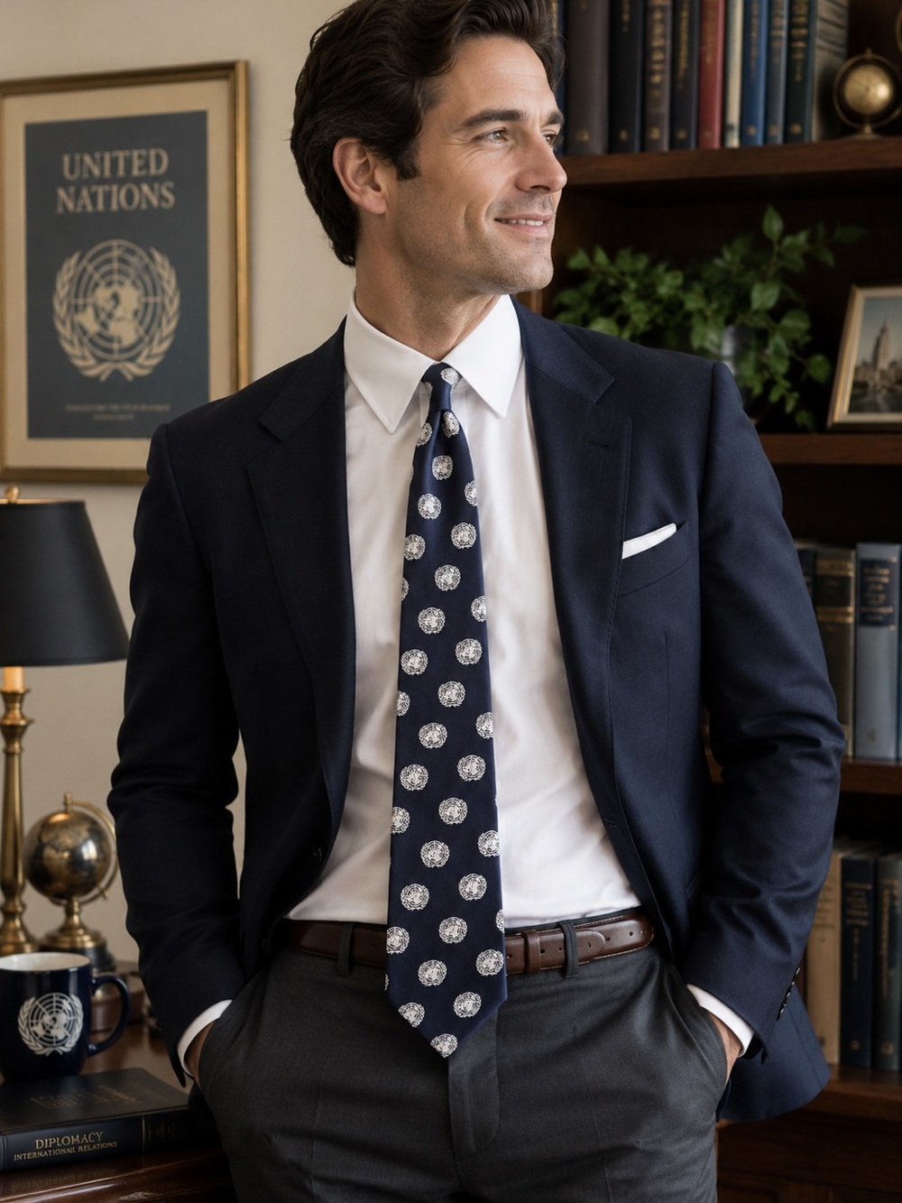 Museum Artifacts United Nations Silk Novelty Tie Navy Blue